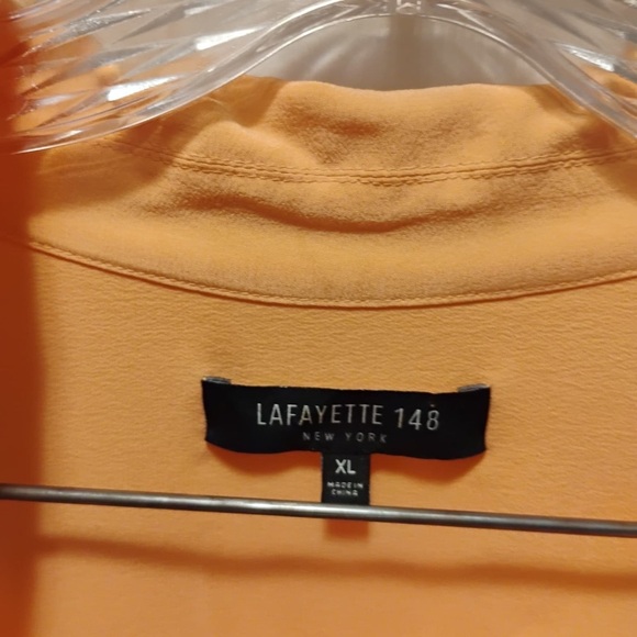 Lafayette 148 New York Orange/Goldenrod Tunic Blouse 3/4 Sleeve Size XL - Picture 2 of 8